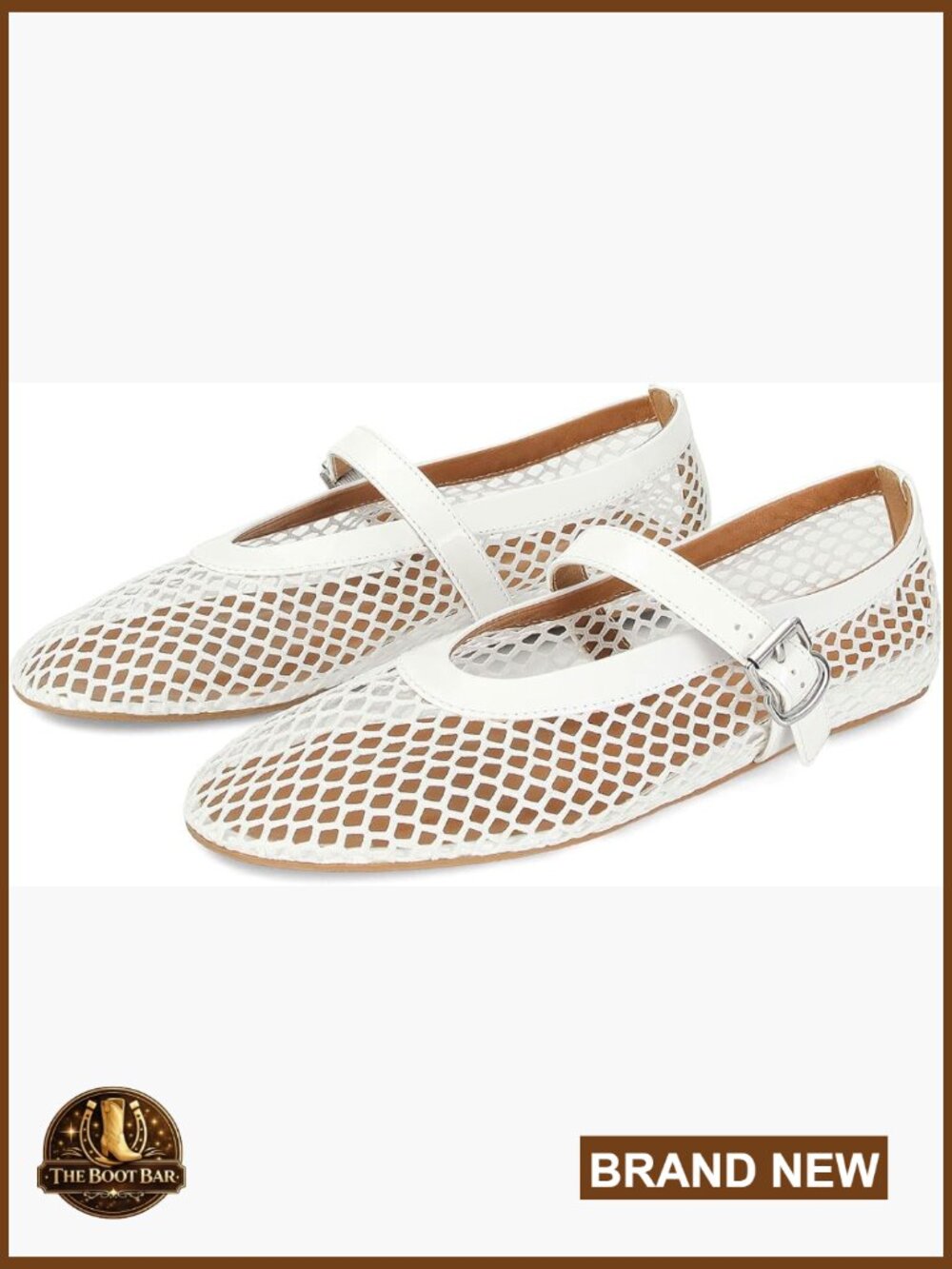 Mesh Ballet Flats Fishnet Mary Jane Buckle Strap Round Toe Flats - Picture 1 of 7